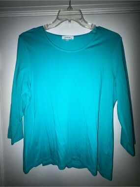 NWOT Kettlewell Turquoise Semi Scoop 3/4 Sleeve Top XL